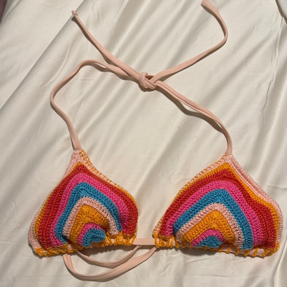 Colorful Rainbow Crochet Bikini Top